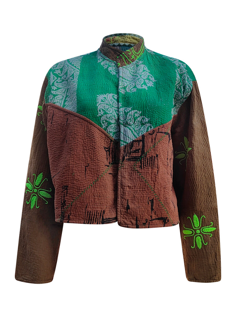 kantha vintage crop jacket kia