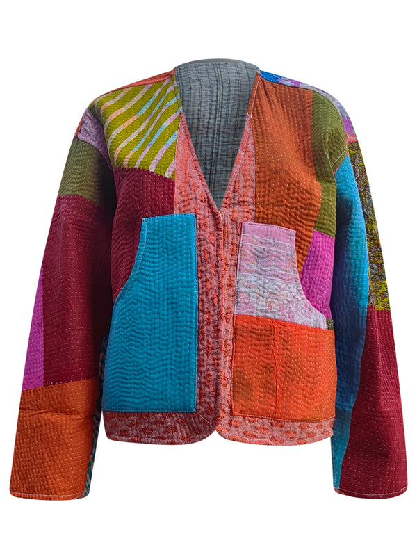 kantha vintage vest with sleeves sonya