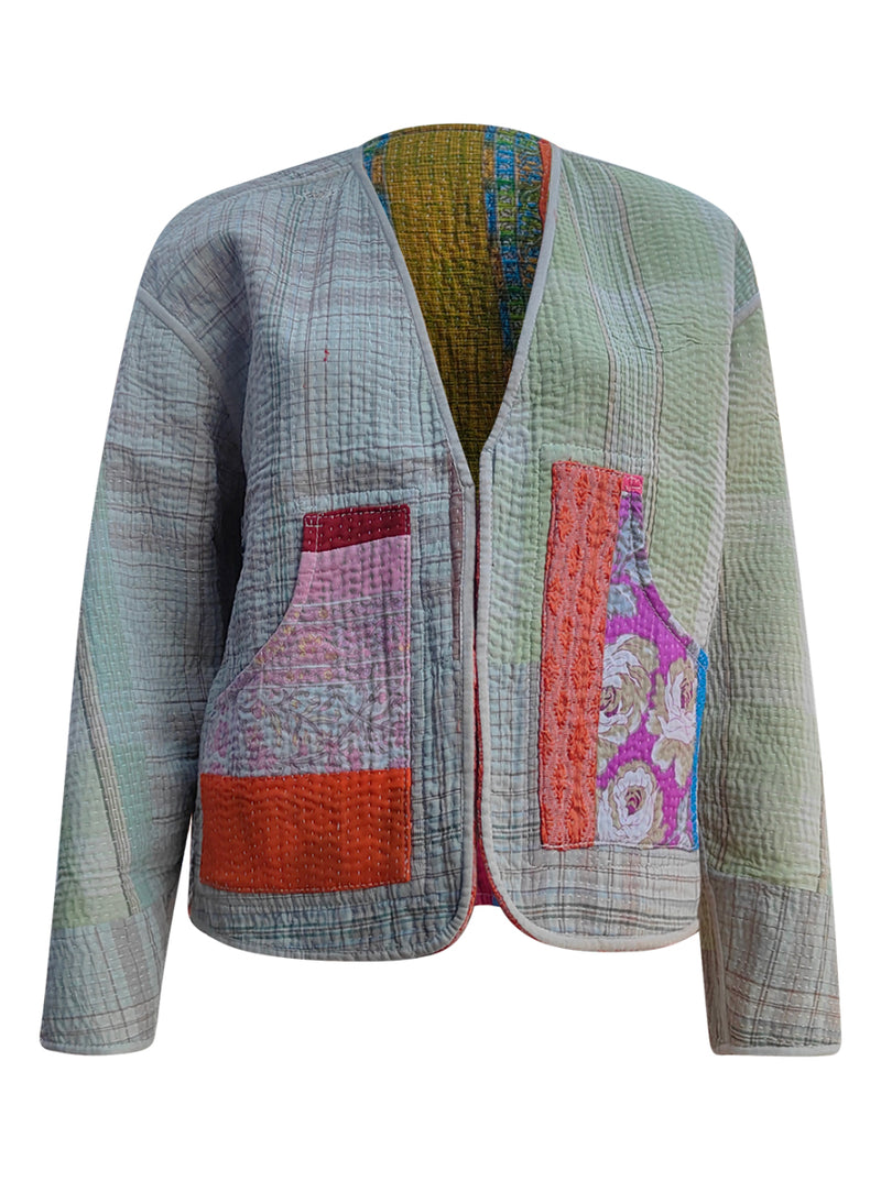 kantha vintage vest with sleeves sonya