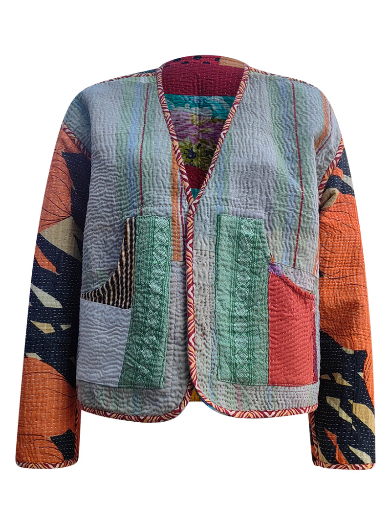 kantha vintage vest with sleeves sheena