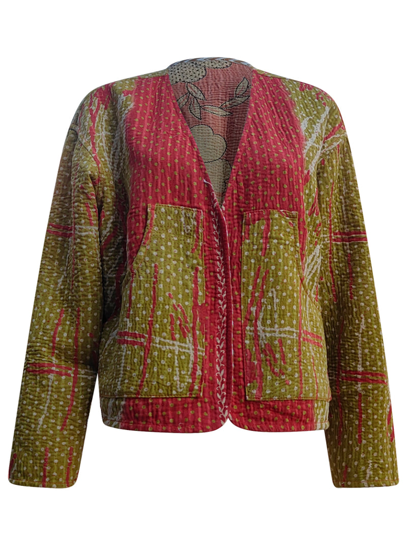 kantha vintage vest with sleeves no waste sale meena