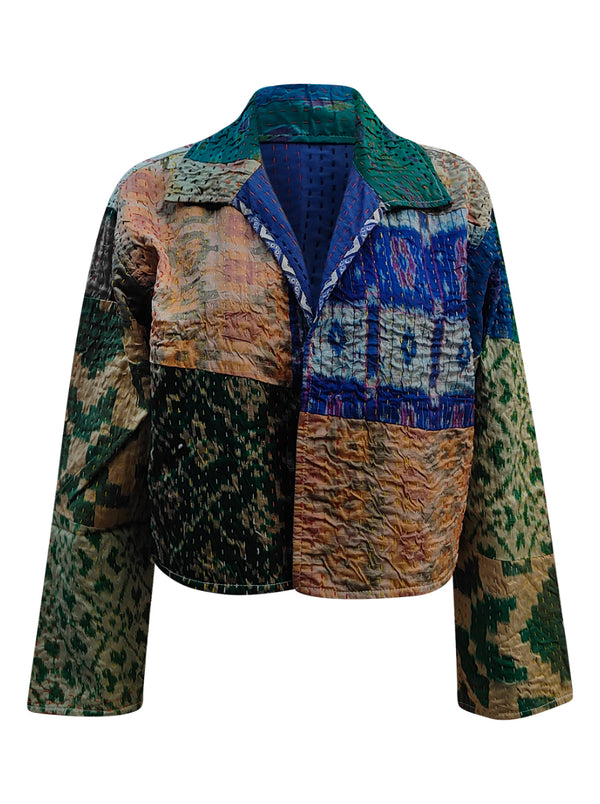 kantha vintage silk crop jacket krishu