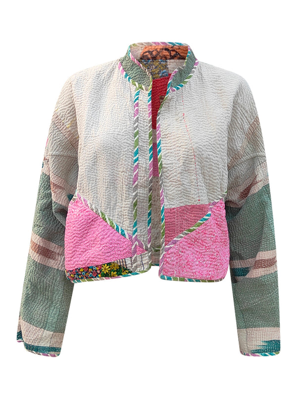 kantha vintage crop jacket aavya