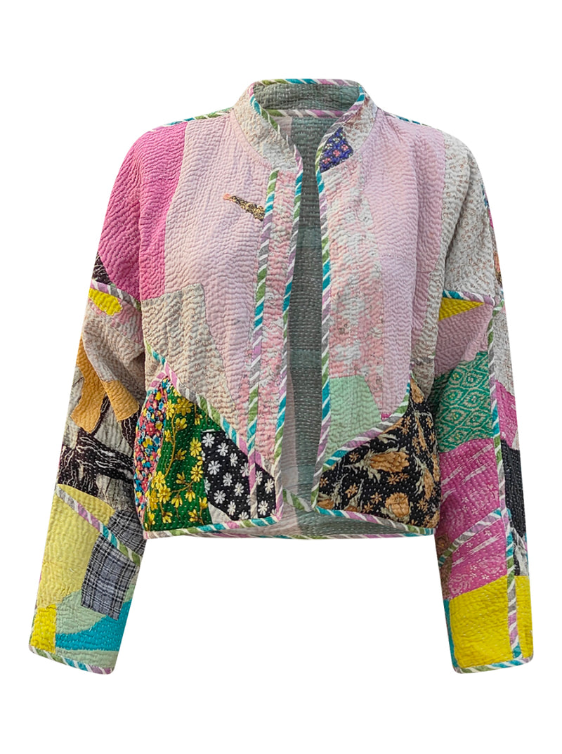 kantha vintage crop jacket aavya