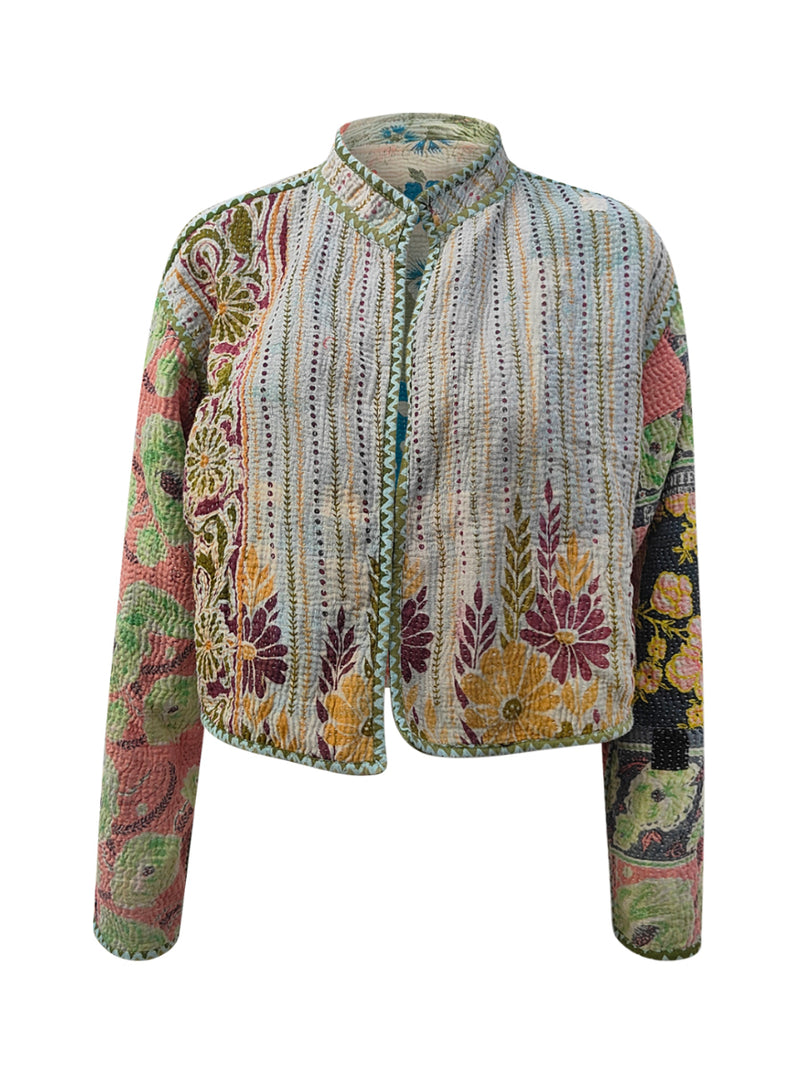 kantha vintage crop jacket advika