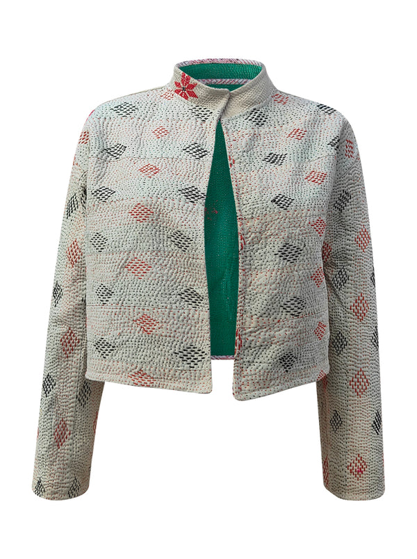 kantha vintage crop jacket amaja