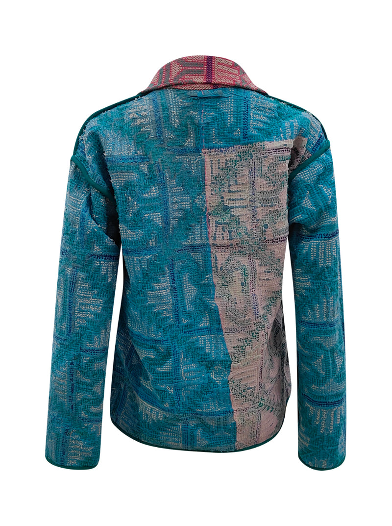 kantha reversible collar jacket lila