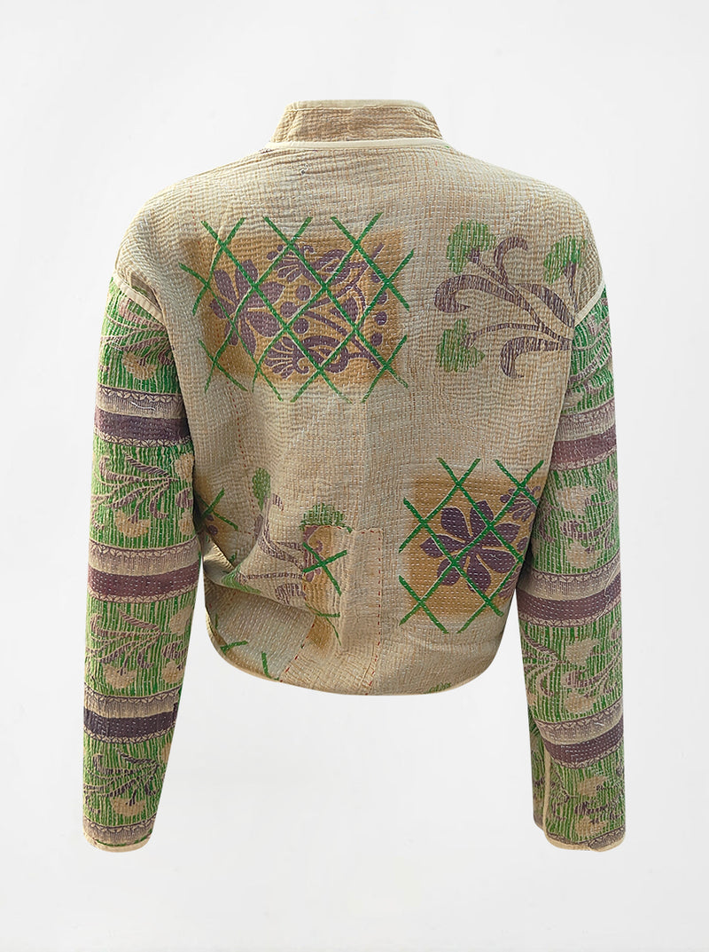 kantha vintage crop jacket mahavati (holi)