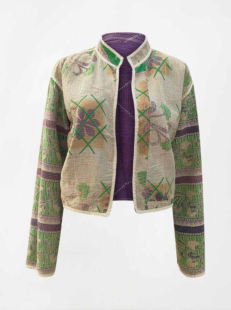 kantha vintage crop jacket mahavati (holi)