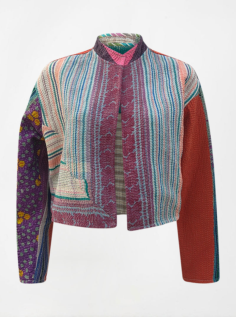 kantha vintage crop jacket saiu (holi)