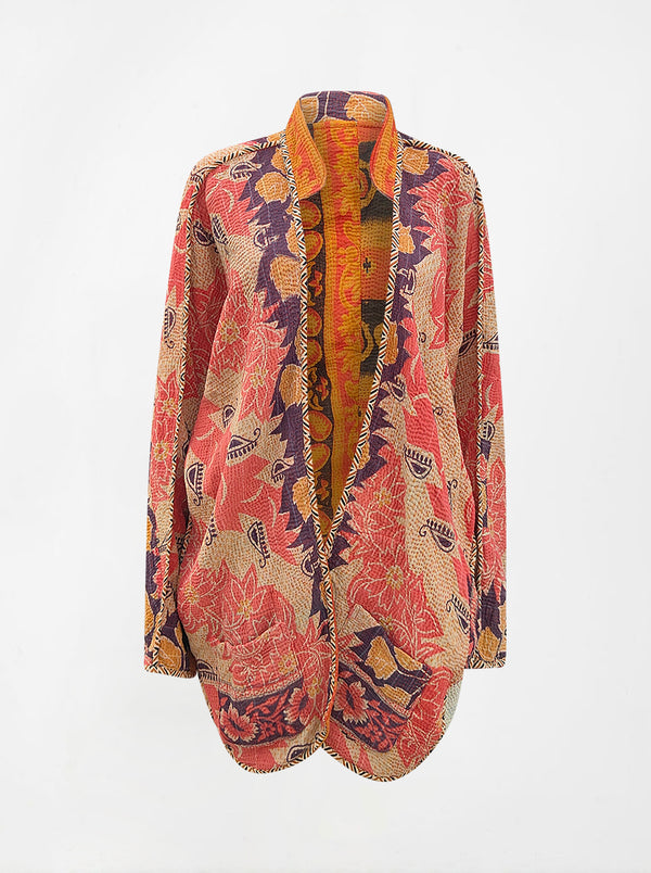 kantha vintage long jacket kesar (holi)