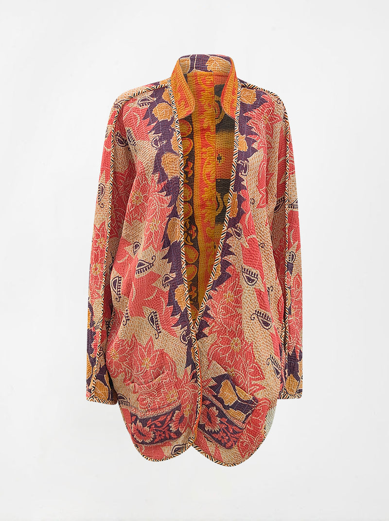 kantha vintage long jacket kesar (holi)