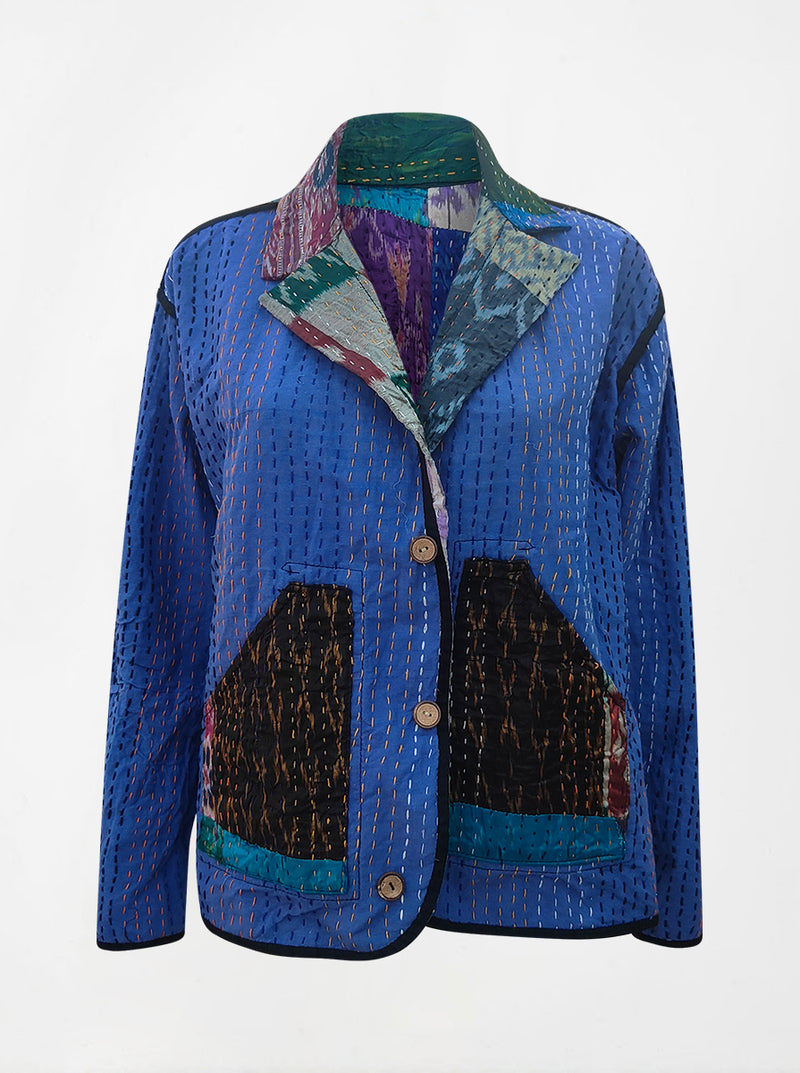 kantha vintage silk collar jacket suma (holi)