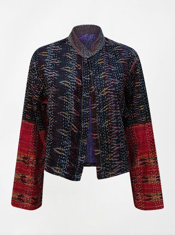 kantha vintage silk crop jacket bina (holi)