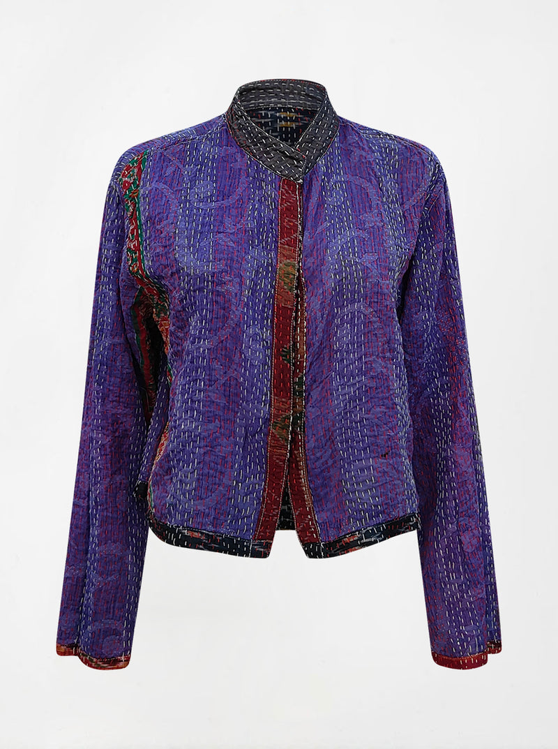 kantha vintage silk crop jacket bina (holi)