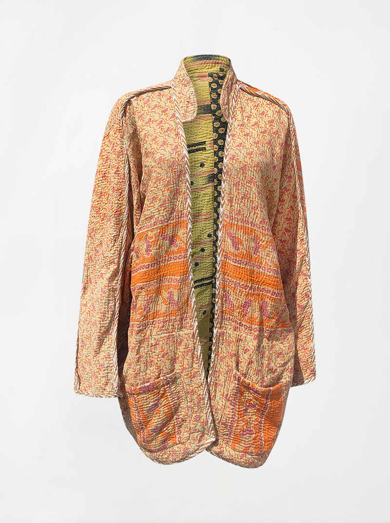 kantha vintage long jacket pritika (holi)