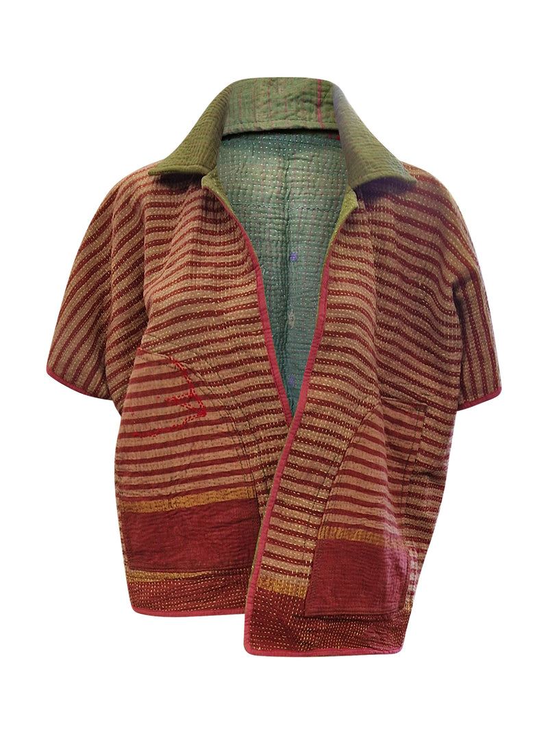 kantha reversible short poncho khushboo