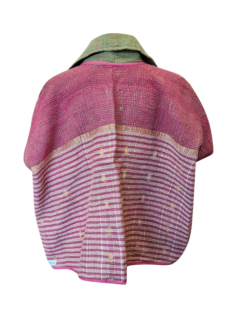 kantha reversible short poncho khushboo