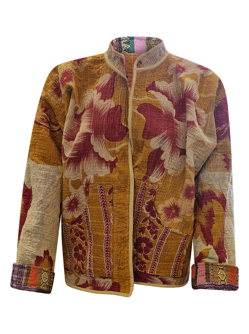 kantha reversible collar vest-zari collection-ayra