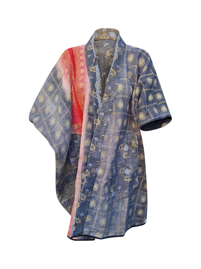 kantha reversible long poncho anya