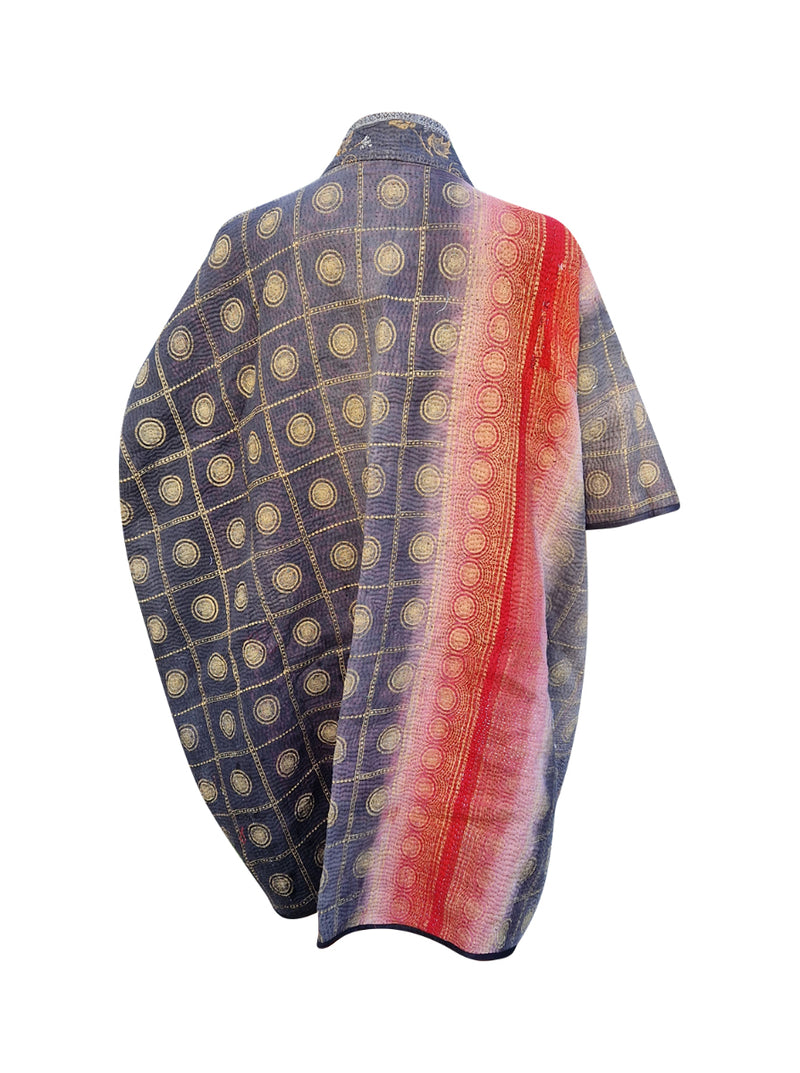 kantha reversible long poncho anya