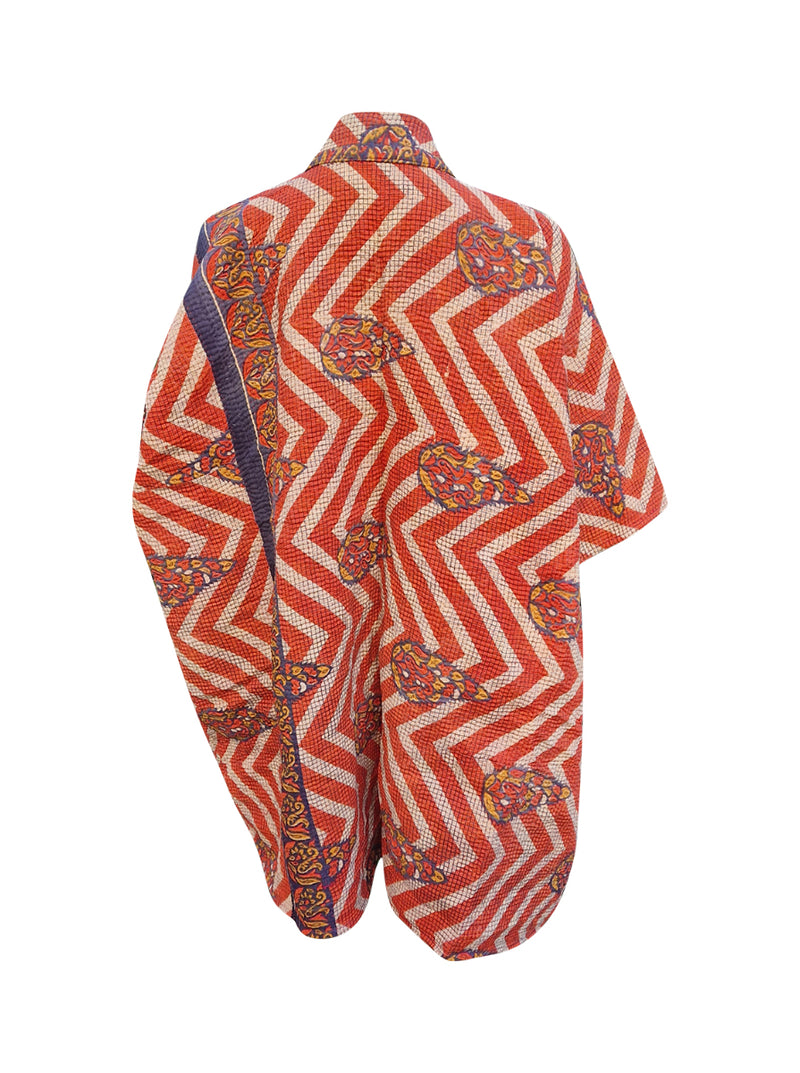 kantha reversible long poncho madhu