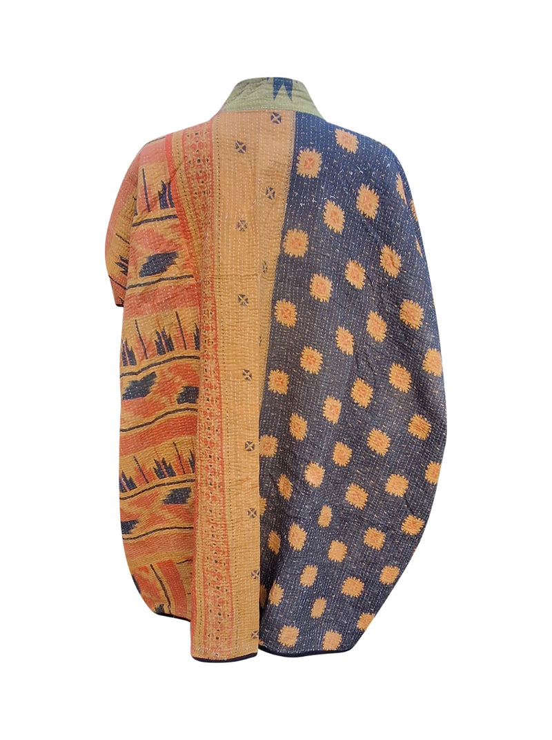 kantha reversible long poncho ridhun