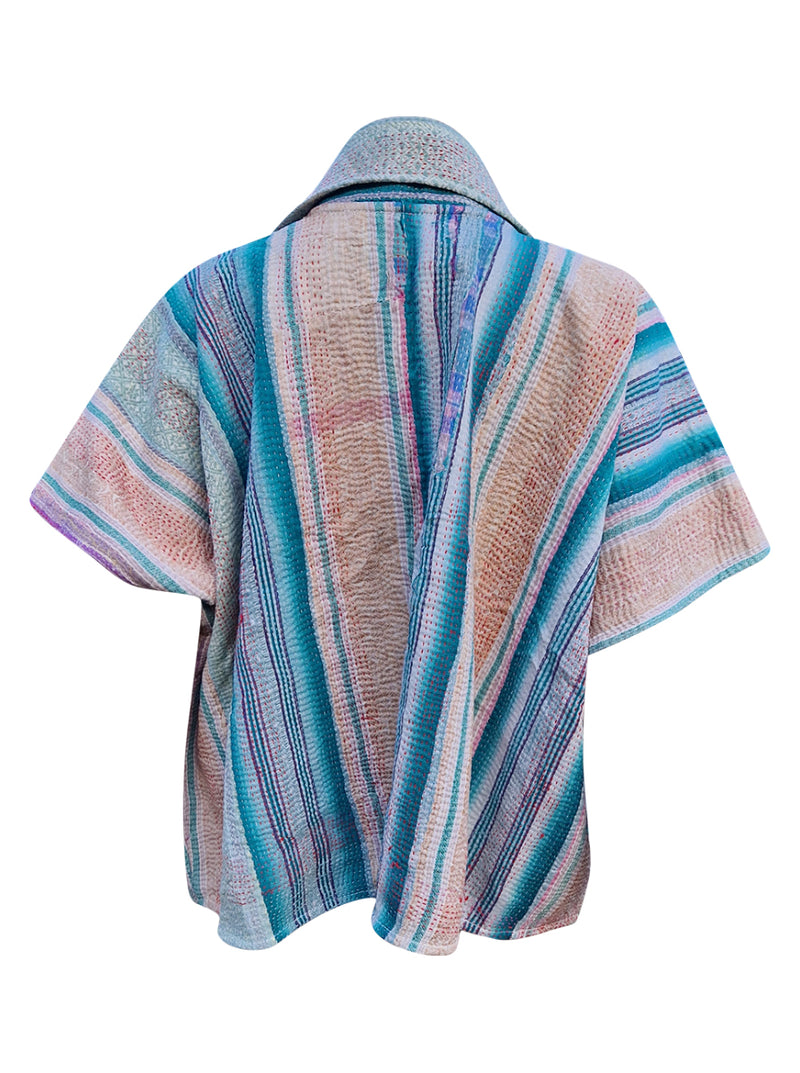 kantha reversible short poncho sita