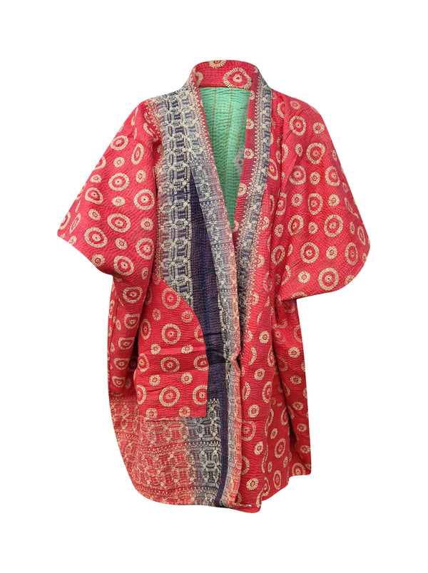 kantha reversible long poncho deepa