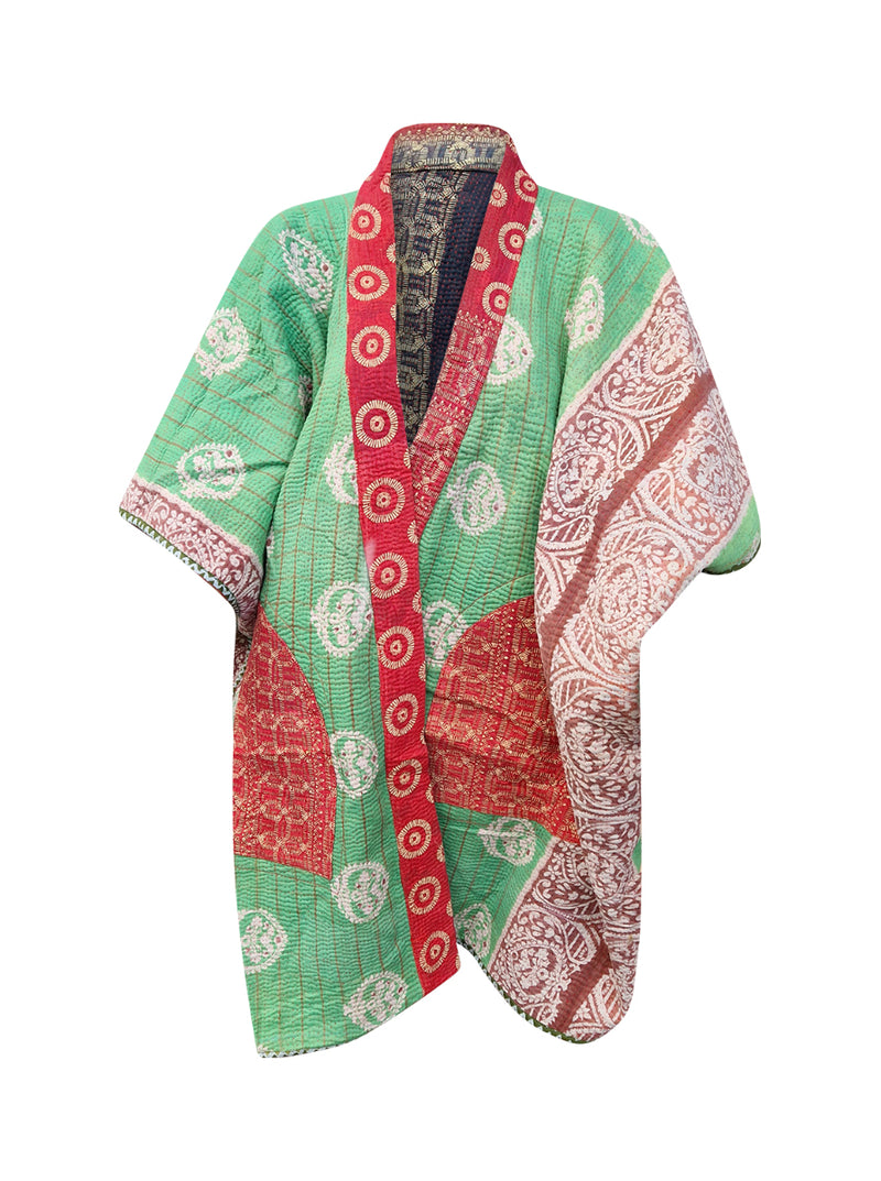 kantha reversible long poncho deepa