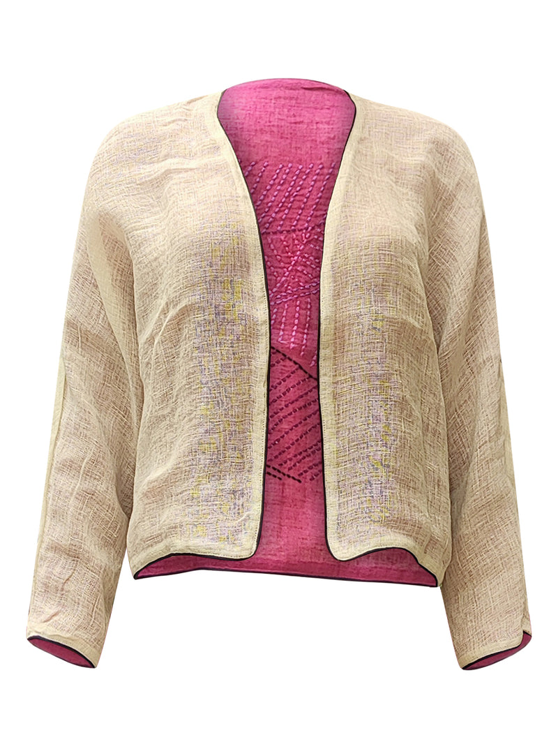 linen jacket pink cream  - zero waste edition