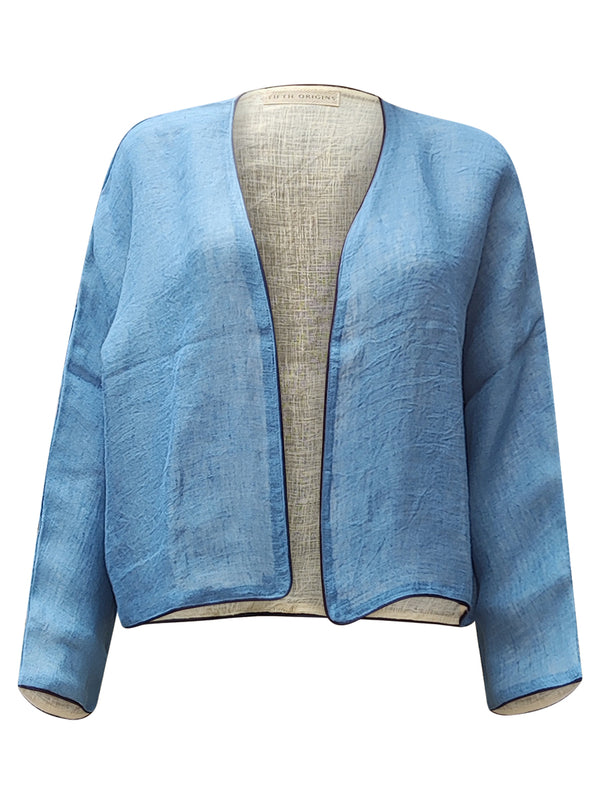 linen jacket blue white  - zero waste edition