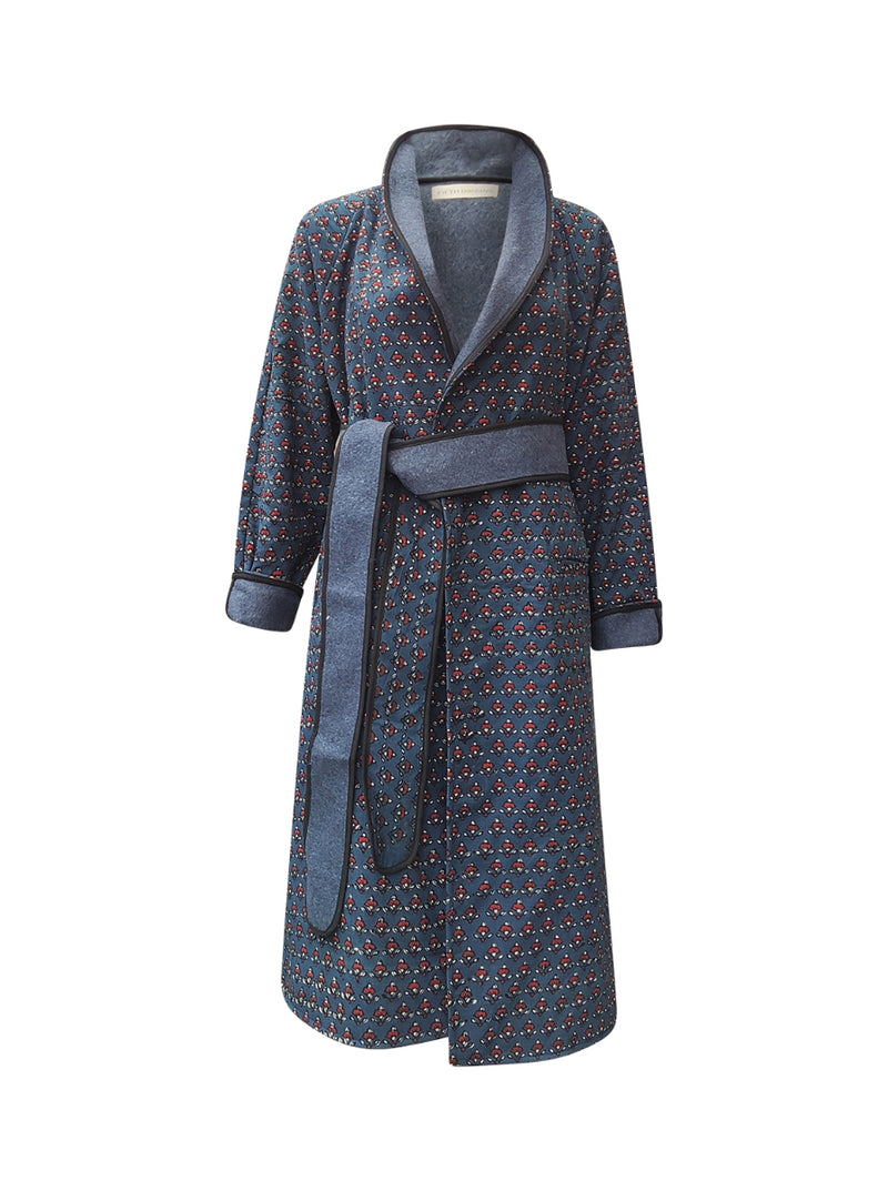 reversible recycled wool coat blue grey