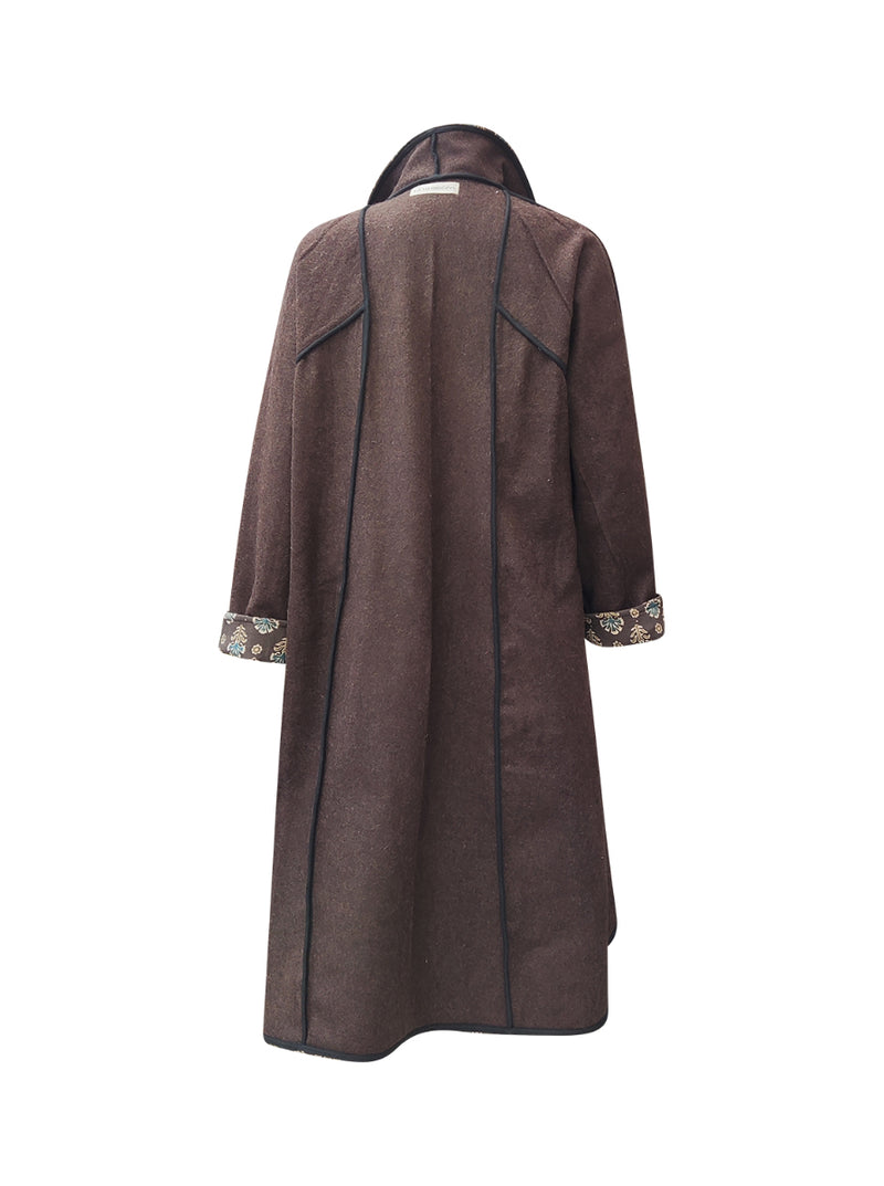 reversible recycled wool coat brown