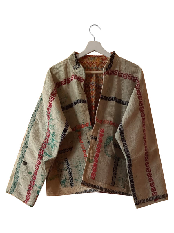 kantha reversible collar vest shrima (sonar)