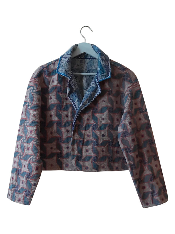 kantha vintage crop jacket koyal (sonar)