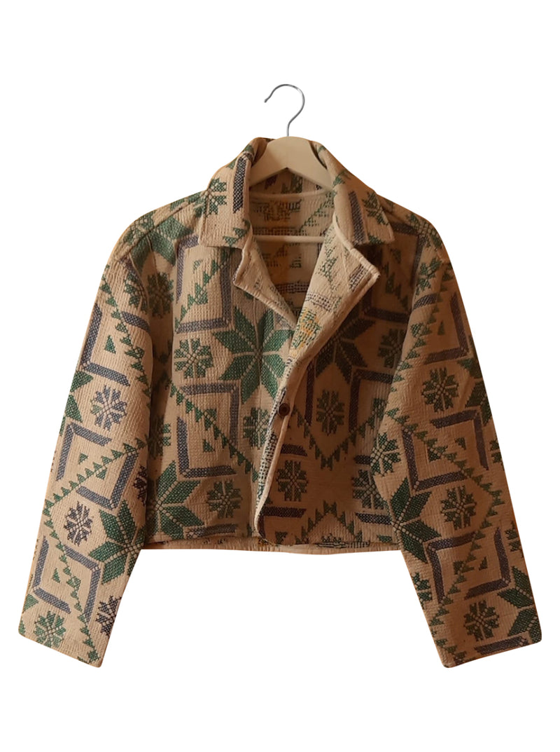 kantha vintage crop jacket rajni (sonar)