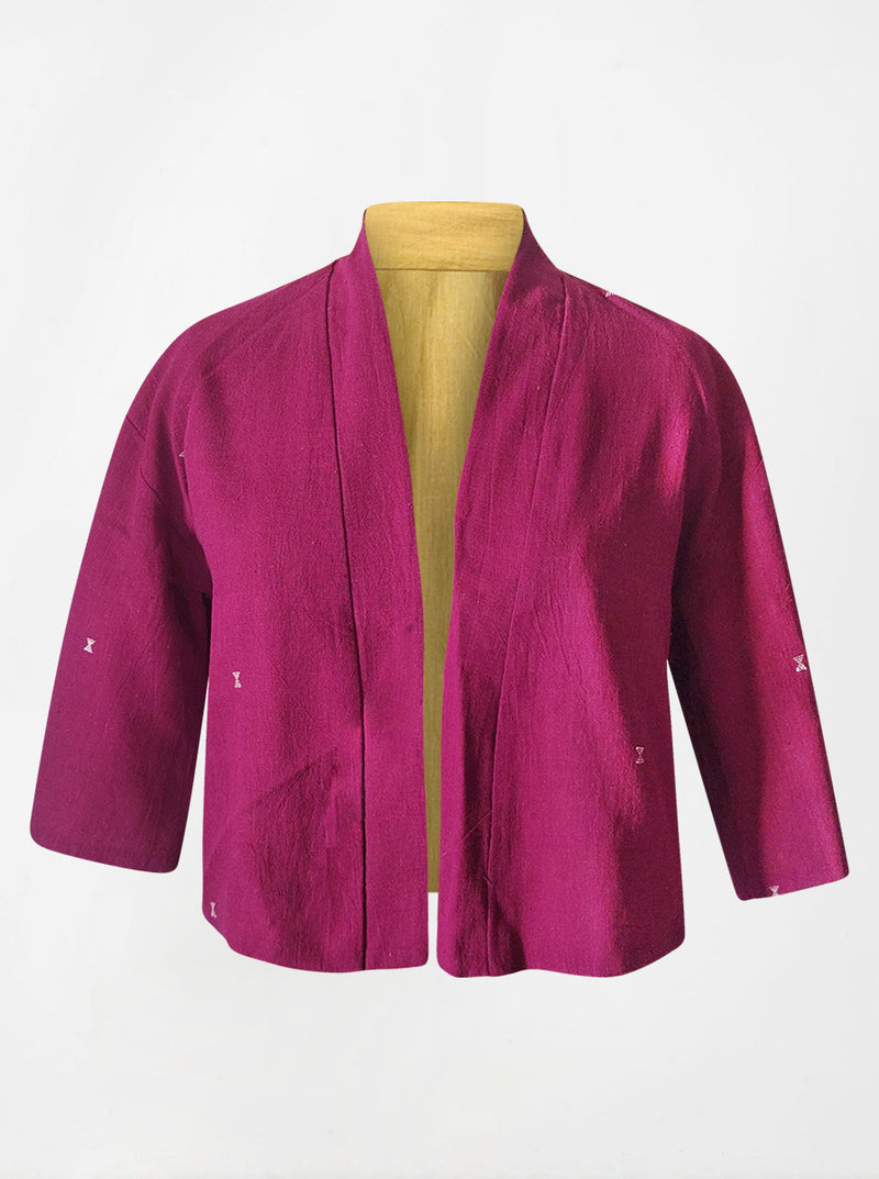 kala organic cotton reversible bolero dark pink and yellow